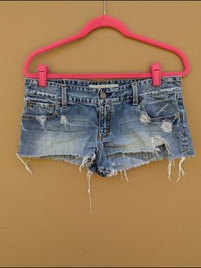 Abercrombie & Fitch Distressed Light Blue Denim Jean Shorts